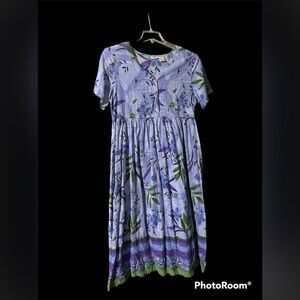 Fundamentals Vintage 100% cotton midi dress floral cottagecore M 8-10